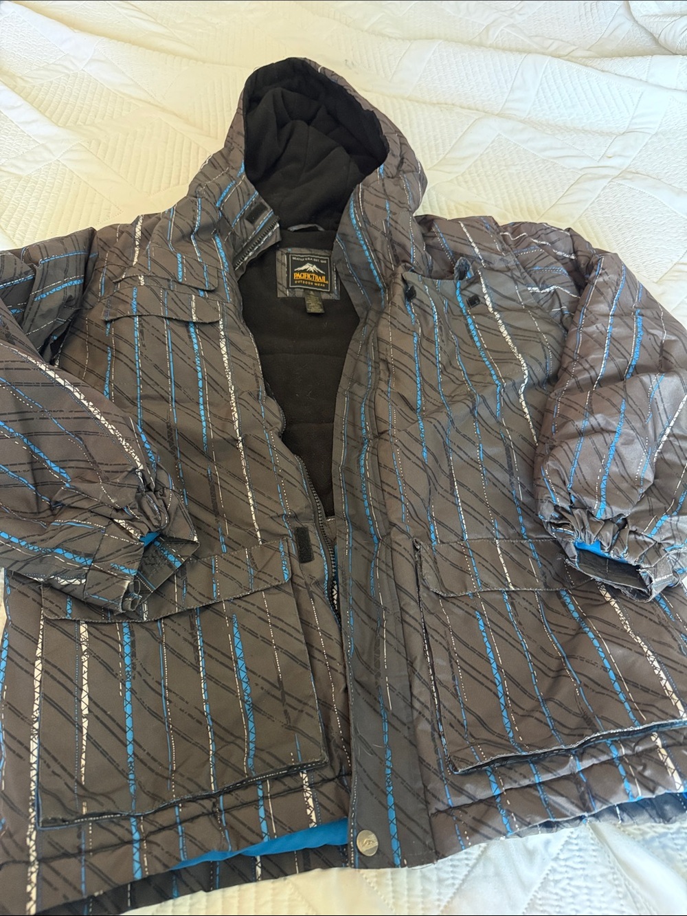 Mountain Summit kids Hooded ski Jacket - Gray/Blue